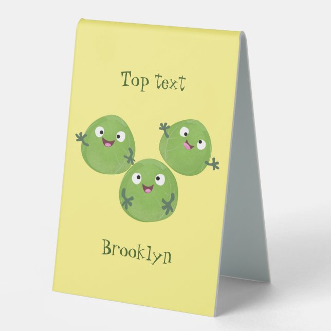 Funny Brussels sprouts vegetables cartoon Table Tent (Front)