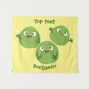 Funny Brussels sprouts vegetables cartoon Tapestry