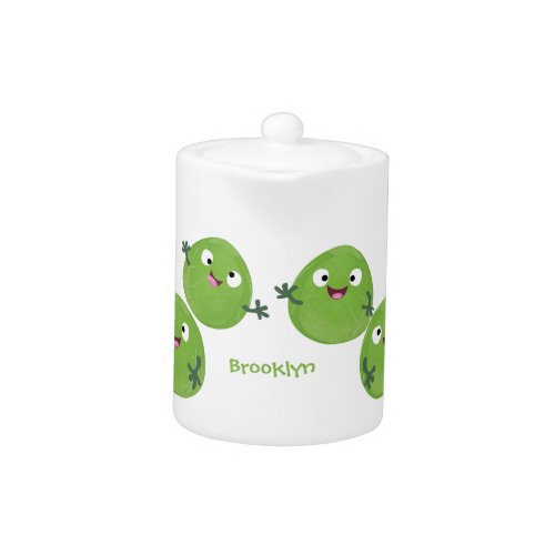 Funny Brussels sprouts vegetables cartoon Teapot