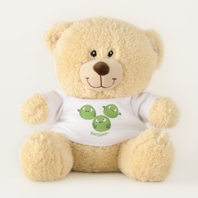 Funny Brussels sprouts vegetables cartoon Teddy Bear (Front)