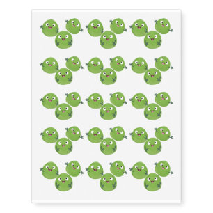 Funny Brussels sprouts vegetables cartoon Temporary Tattoos