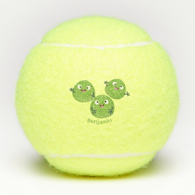 Funny Brussels sprouts vegetables cartoon Tennis Balls (Front)