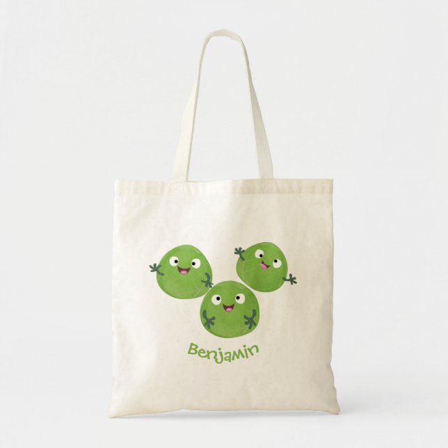 Funny Brussels sprouts vegetables cartoon Tote Bag (Front)
