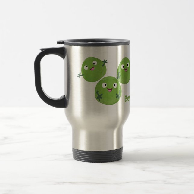 Funny Brussels sprouts vegetables cartoon Travel Mug (Left)