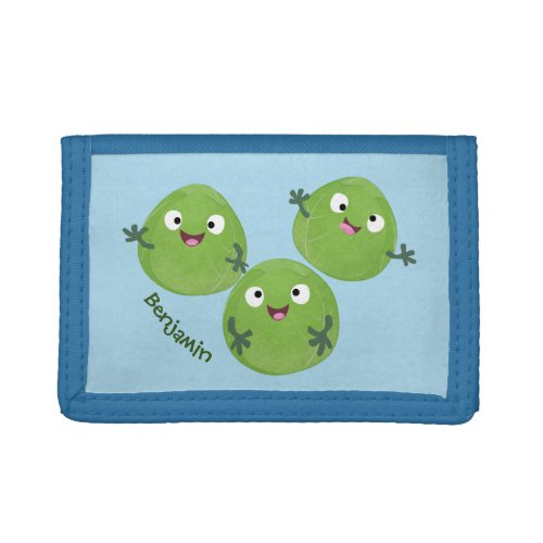 Funny Brussels sprouts vegetables cartoon Trifold Wallet