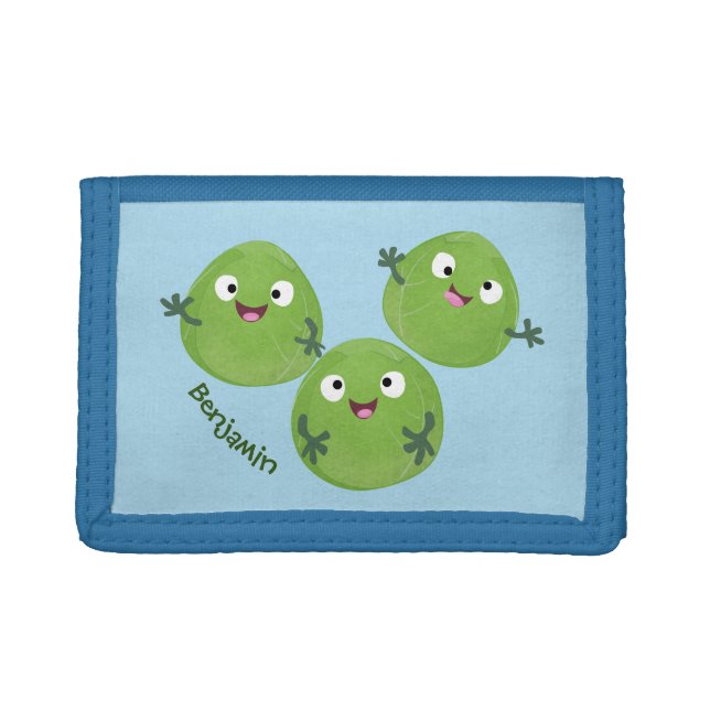 Funny Brussels sprouts vegetables cartoon Trifold Wallet (Front)