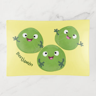 Funny Brussels sprouts vegetables cartoon Trinket Tray