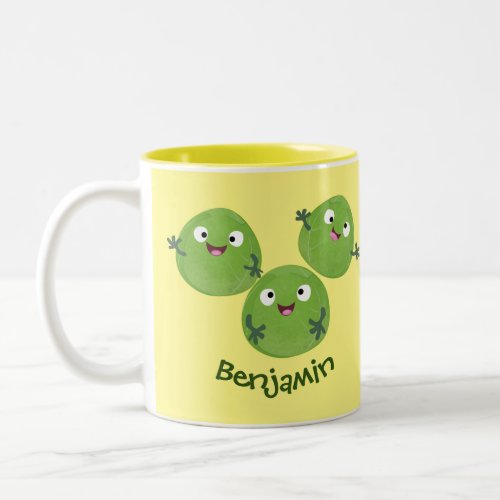 Funny Brussels sprouts vegetables cartoon Two_Tone Coffee Mug