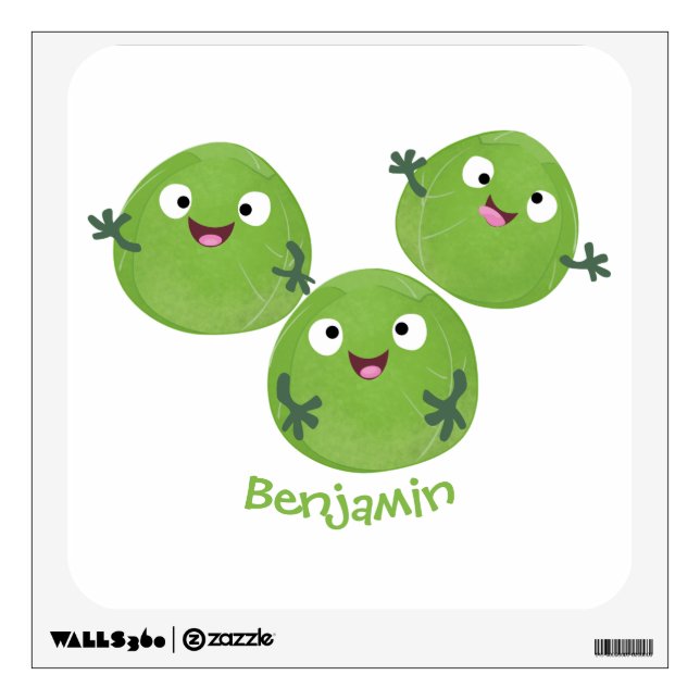 Funny Brussels sprouts vegetables cartoon Wall Decal (Front)