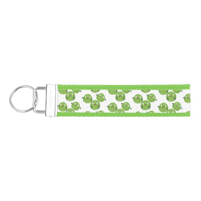 Funny Brussels sprouts vegetables cartoon Wrist Keychain (Keys on Left)