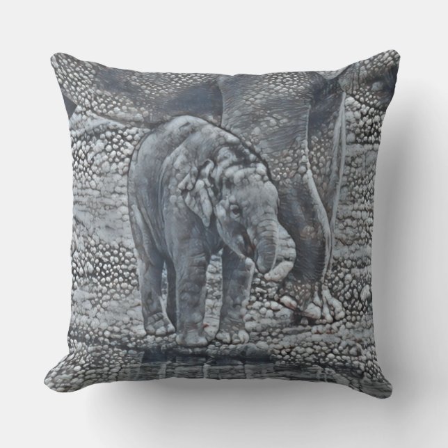 funny bubble elephant baby outdoor pillow (Front)