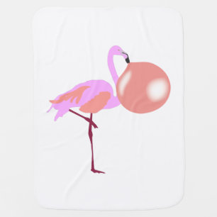 Funny Bubble Gum Flamingo Blowing Bubble Baby Blanket