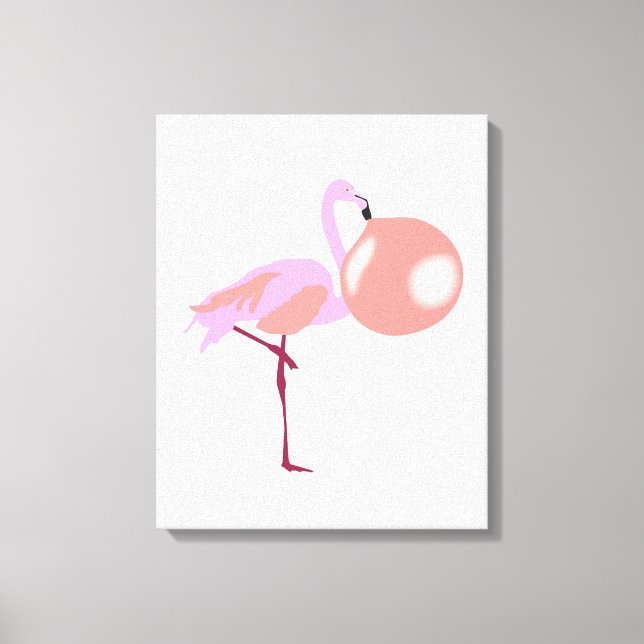 Funny Bubble Gum Flamingo Blowing Bubble Canvas Print (Front)