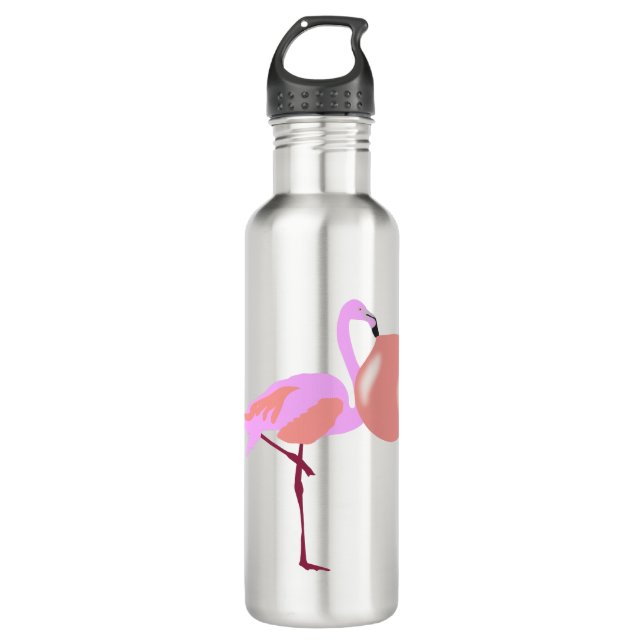 Funny Bubble Gum Flamingo Blowing Bubble Stainless Steel Water Bottle (Front)