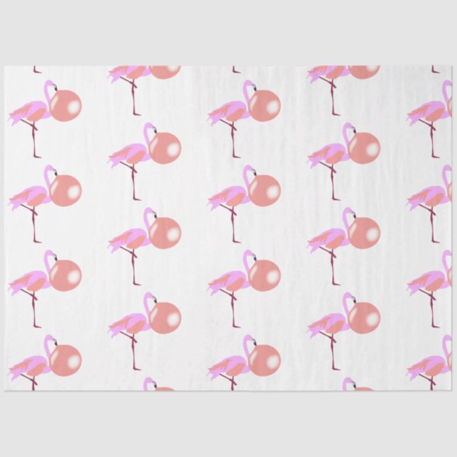 Funny Bubble Gum Flamingo Blowing Bubble Tissue Paper (Front)