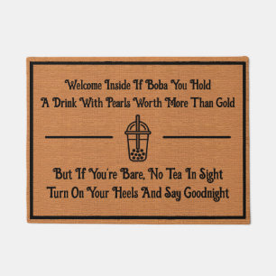 Funny Bubble Tea Humor Rustic Minimalist Quirky Doormat