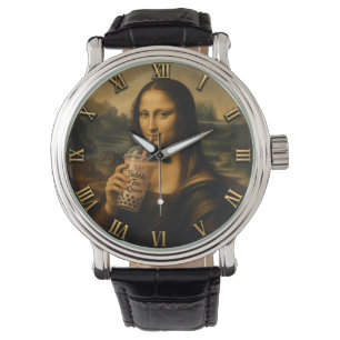 Funny Bubble Tea Mona Lisa Watch