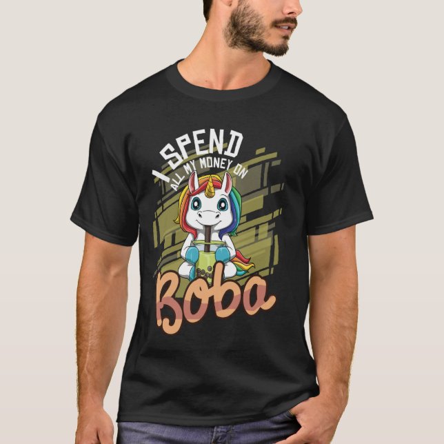 Funny Bubble Tea Unicorn Boba Tea T-Shirt (Front)