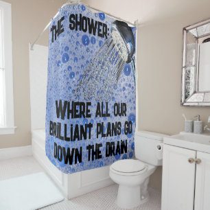 Funny Bubble Teen Boy Brilliant Plans...Down Drain Shower Curtain
