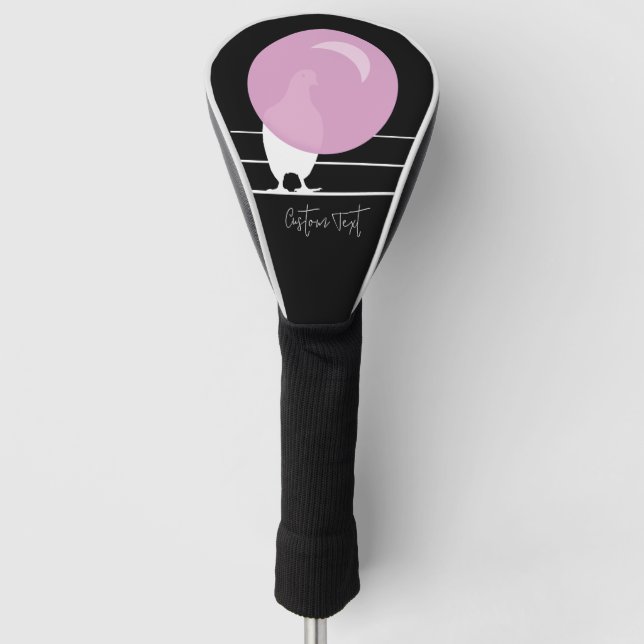 Funny Bubblegum Birds on a Wire Black Golf Head Cover (Front)