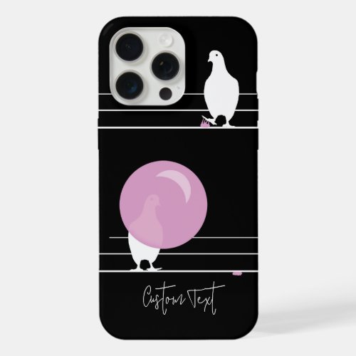 Funny Bubblegum Birds on a Wire Black iPhone 15 Pro Max Case