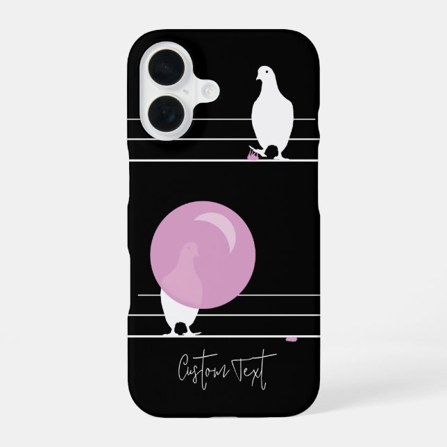 Funny Bubblegum Birds on a Wire Black iPhone Case (Back)