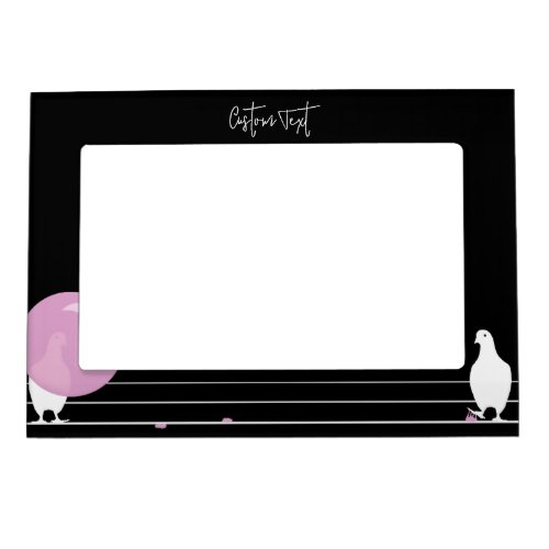 Funny Bubblegum Birds on a Wire Black Magnetic Frame