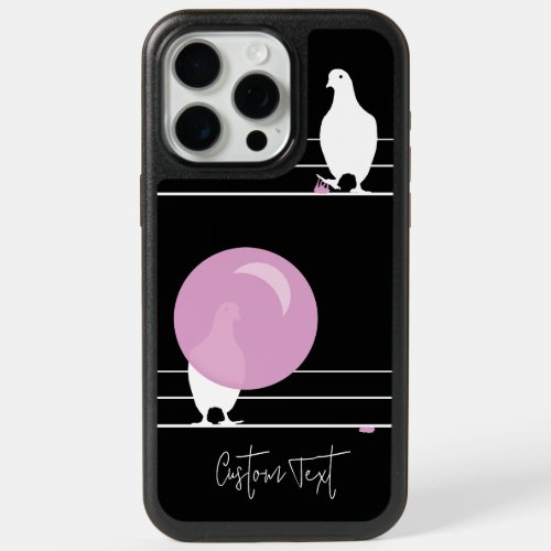 Funny Bubblegum Birds on a Wire Black iPhone 15 Pro Max Case