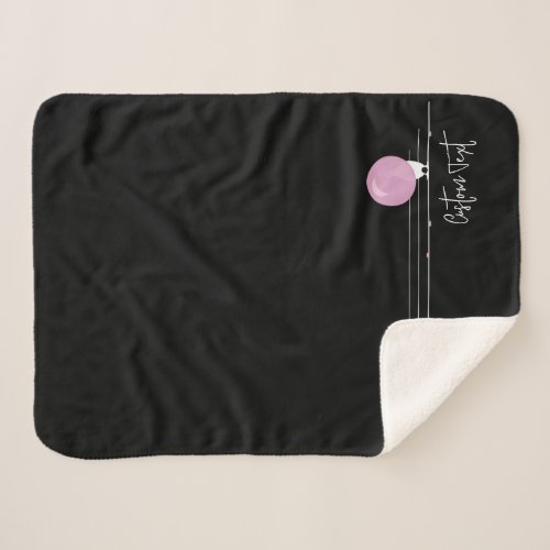 Funny Bubblegum Birds on a Wire Black Sherpa Blanket