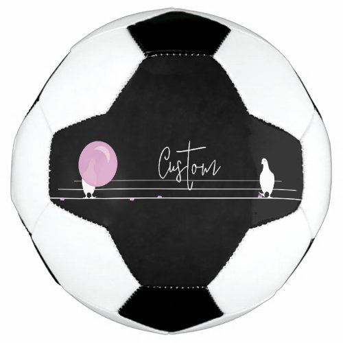 Funny Bubblegum Birds on a Wire Black Soccer Ball