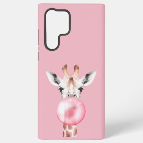 Funny Bubblegum Giraffe Samsung Galaxy S22 Ultra Case