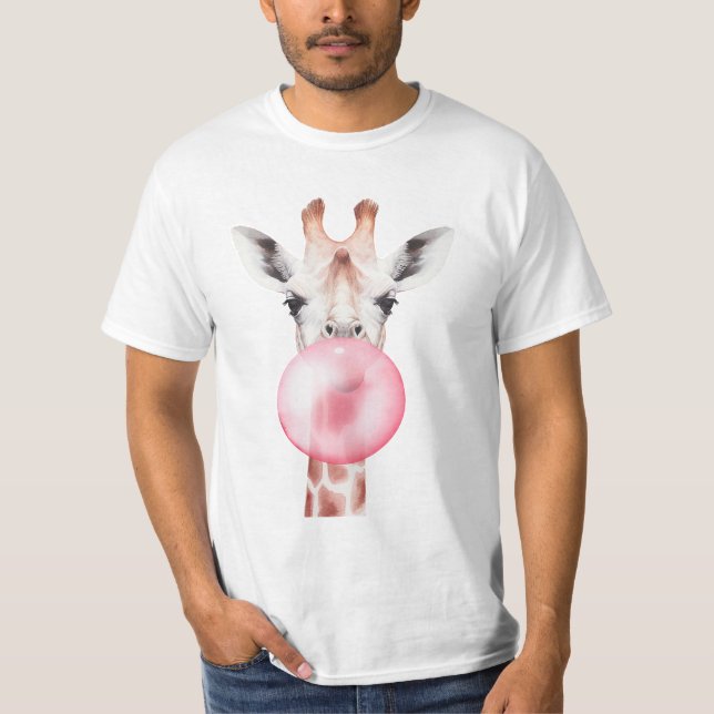 Funny Bubblegum Giraffe T-Shirt (Front)