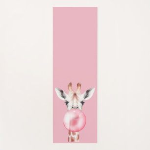 Funny Bubblegum Giraffe Yoga Mat
