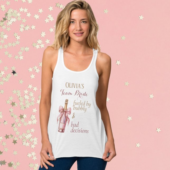 Funny Bubbly Pink Gold Team Bride  Tank Top (Fun Team Bride T for your favorite girls and guys, Sip, Sip, Hooray!)