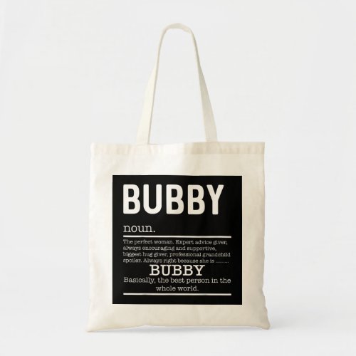 Funny Bubby Definition Grandma Mother Day Gifts  Tote Bag