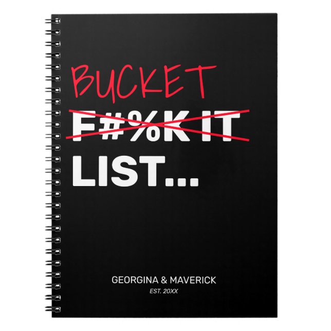 Funny Bucket List Couples Adventure Keepsake Notebook (Front)