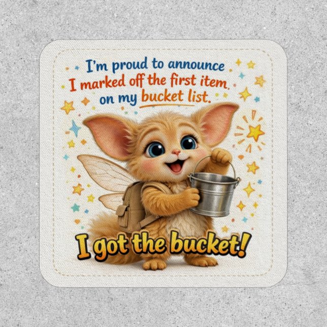 Funny Bucket List Dad Joke Button Patch (Front)