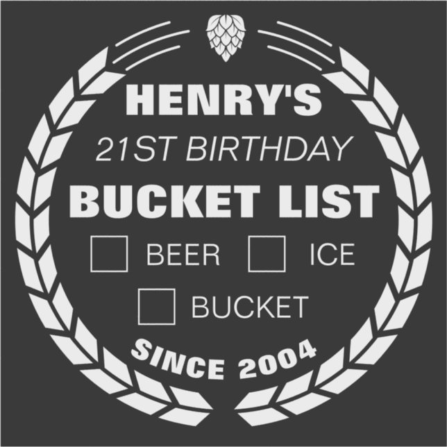 Funny Bucket List Sticker, Beer, Birthday Party Sticker (Front)