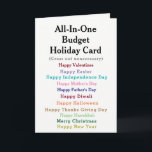 Funny Budget Holiday Card<br><div class="desc">Pick any holiday you want!
It's a funny any holiday budget card
Give it to someone with a sense of humour!</div>