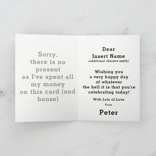 Funny Budget Holiday Card (Inside)