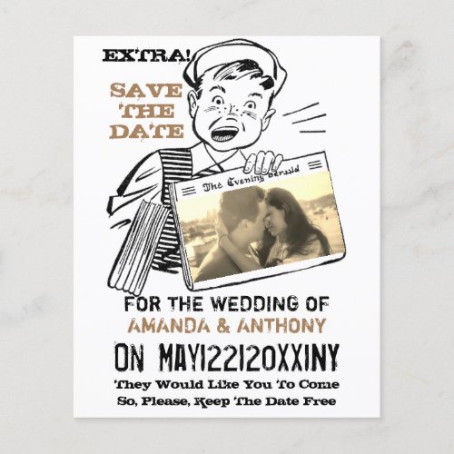 Funny budget save the date custom photo flyer