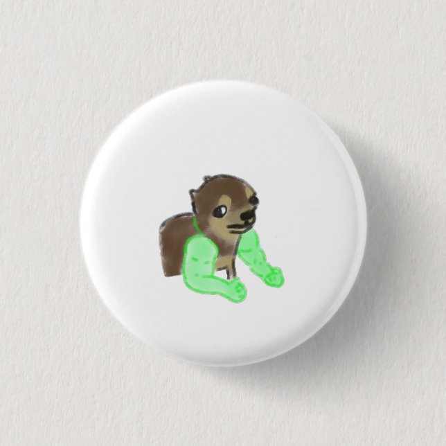 Funny Buff Dog Muscular Arms Meme Gift Button (Front)