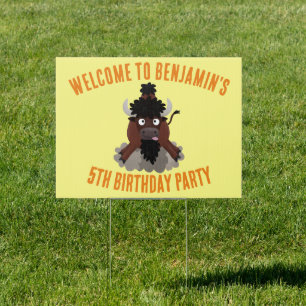Funny buffalo birthday personalised cartoon sign