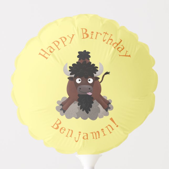 Funny buffalo bison cartoon illustration balloon (Front)