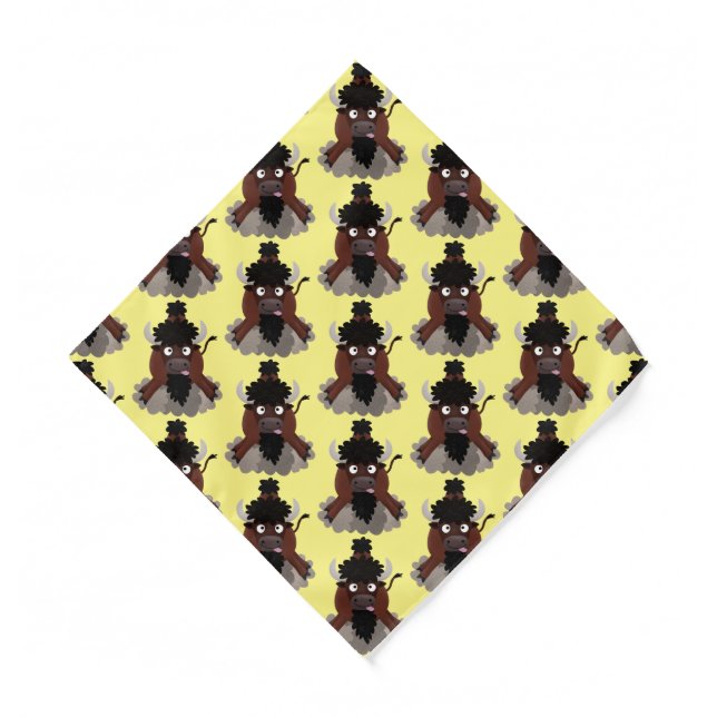 Funny buffalo bison cartoon illustration  bandana (Front)