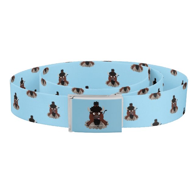 Funny buffalo bison cartoon illustration belt (Coil)