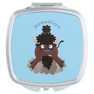 Funny buffalo bison cartoon illustration compact mirror