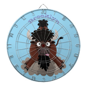 Funny buffalo bison cartoon illustration dart board