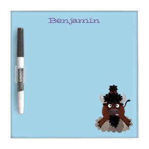 Funny buffalo bison cartoon illustration dry erase board