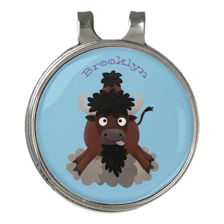 Funny buffalo bison cartoon illustration golf hat clip | Zazzle